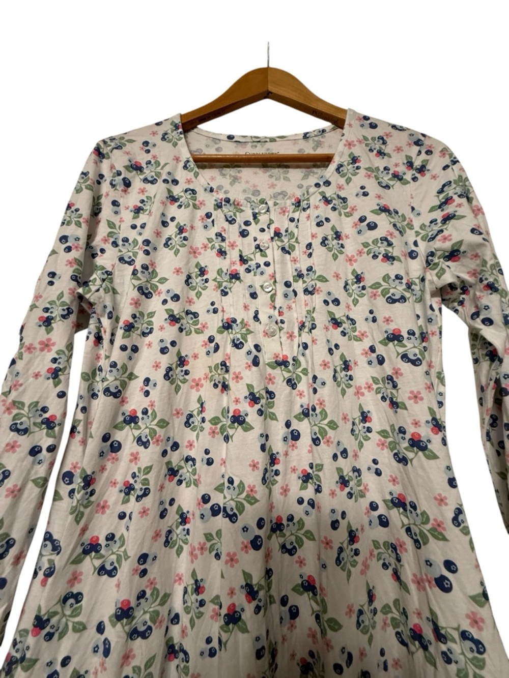 Cuddledown Pima Cotton Nightgown Small Blueberry Floral Pajama Gown Pockets - Picture 3 of 4